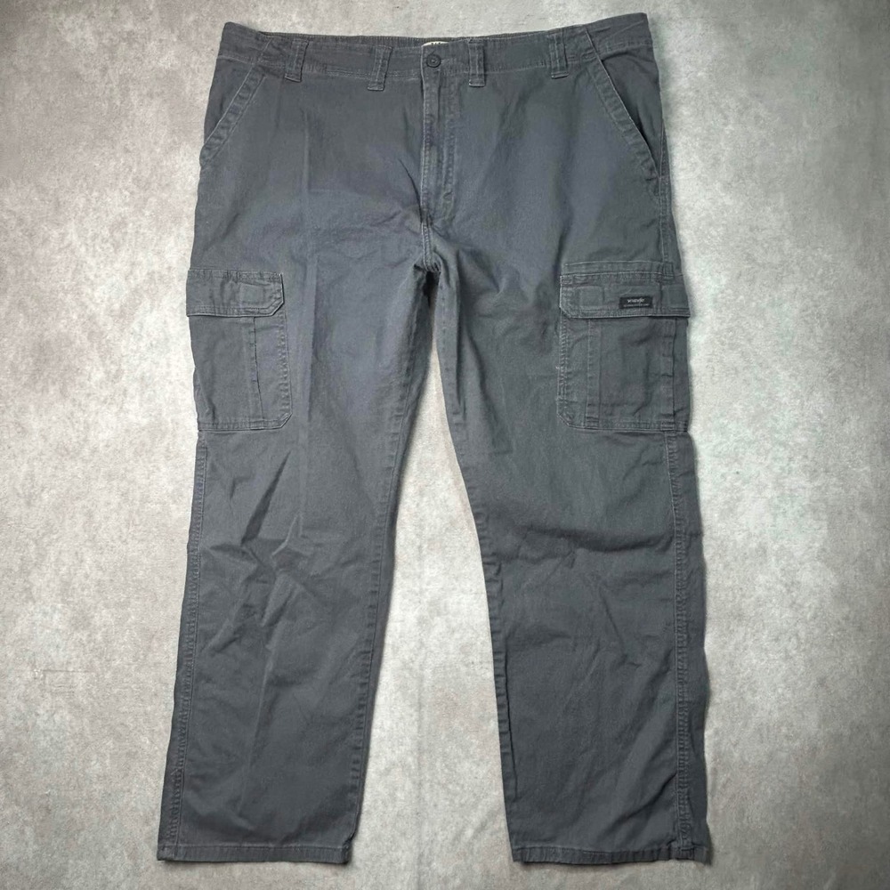 Wrangler Authentics Mens Gray Stretch Cargo Pants 44x30 10ZM7ABAH Straight Leg